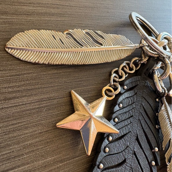 Coach Limited Edition Star Feather Bag Charm Metal Leather Studs - Picture 6 of 11